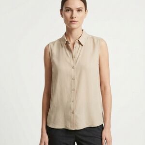 Banana Republic Neutral Sleeveless Button Down Blouse Office Minimalist XSP